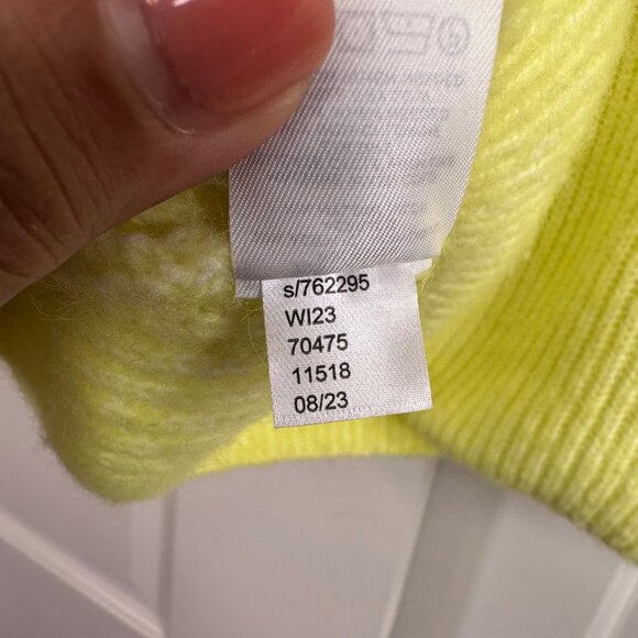 Bright Yellow Ribbed Mock Neck Sweater - Large - Picture 7 of 10